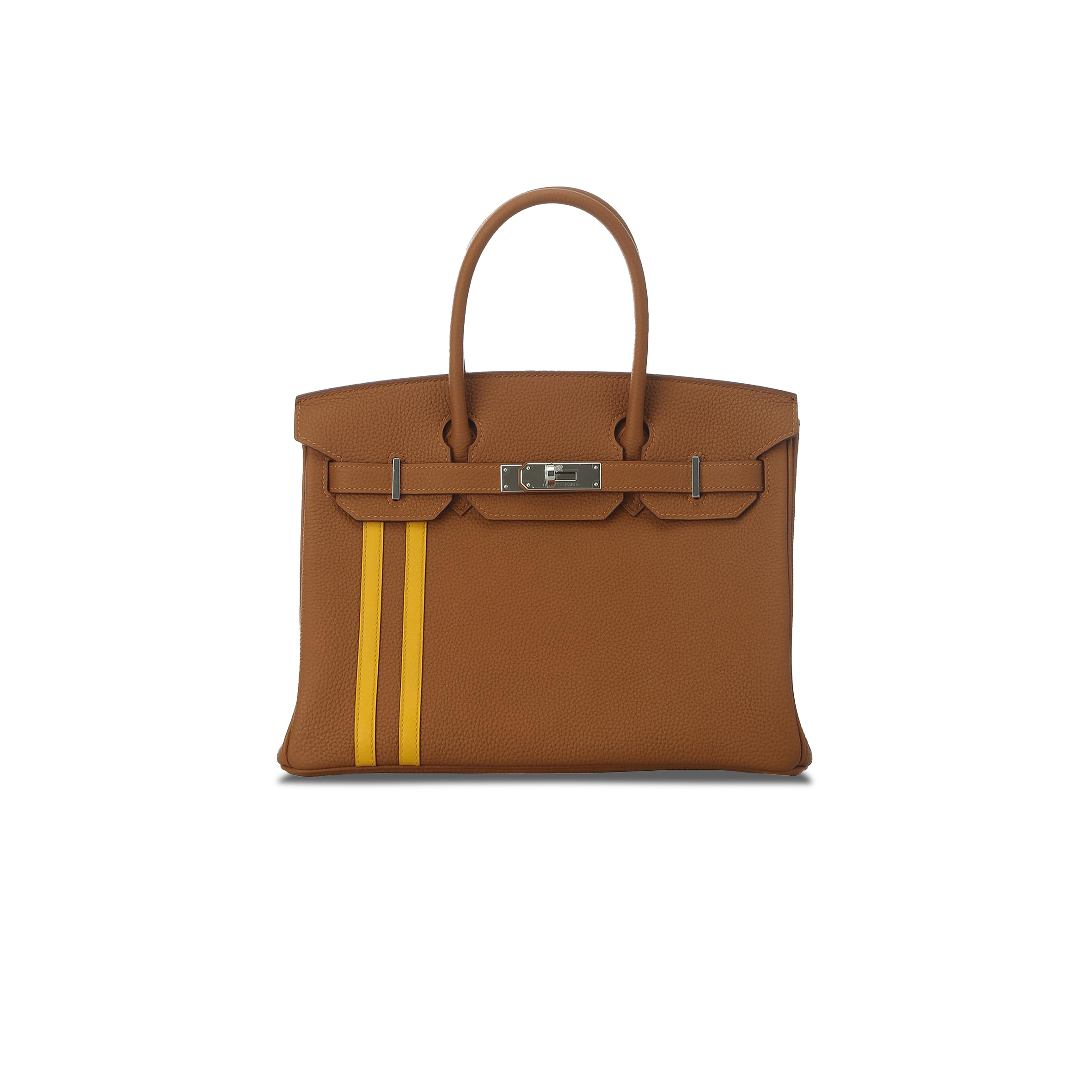 HERMÈS BIRKIN 30 TOGO LEATHER GOLDEN BROWN WITH AMBER YELLOW AND SILVER BUCKLE BAG H028365CC04 (30*22*15cm)